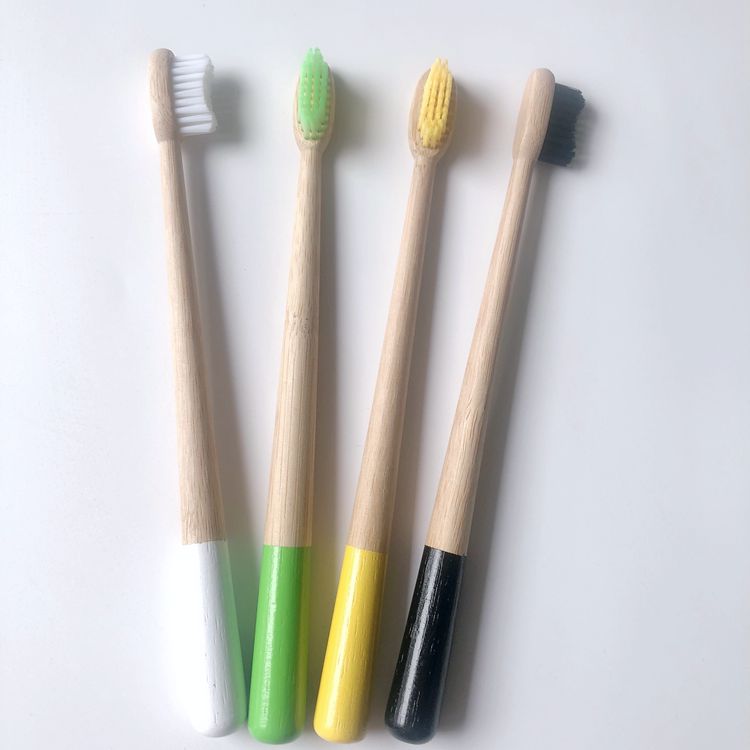 Bamboo Toothbrushes Family Pack of 4 Toothbrushes Natural Wooden Toothbrush Medium Bristles Environmentally Friendly 