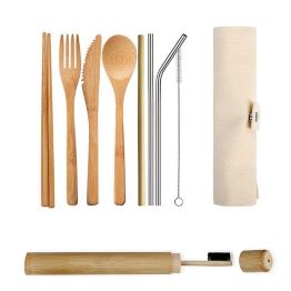   Eco-Friendly Reusable Bamboo Cutlery Set Ideal for Travel Eating Out Camping