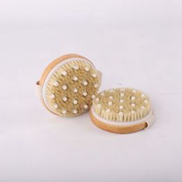 JMBamboo Body Brush Natural Boar Bristle Cellulite Brush With Massage Nodes & Facial Konjac Sponge