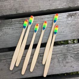 19cm china cheap price bamboo toothbrush with rainbow bristle