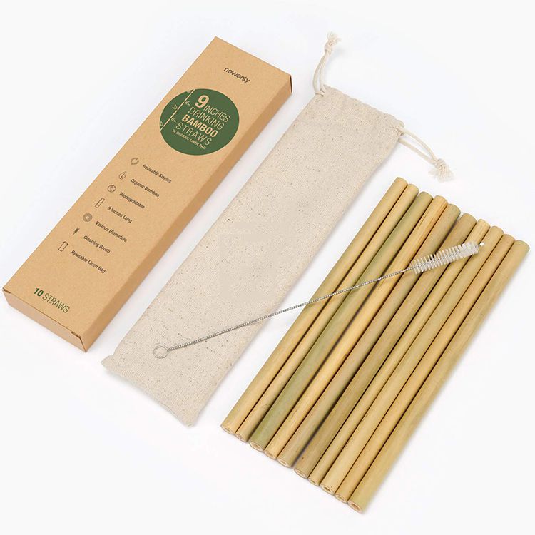 Bamboo Drinking Straws 100% Natural Reusable Straws Biodegradable Eco Friendly Drinks Cocktail Straw