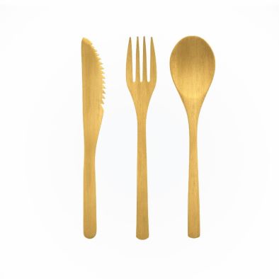 Premium Wooden Cutlery Set  Forks Knives and Spoons 100% Biodegradable Bamboo Cutlery