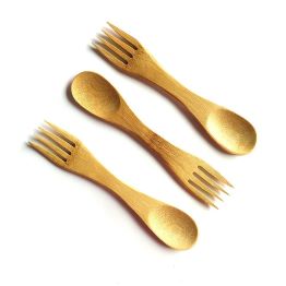 JM Bamboo tableware with spoons and forks Reusable Bamboo Cutlery 
