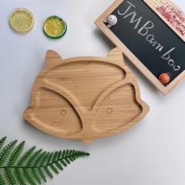 Reusable Bamboo Baby Plates Fox Shape Dinner Plates