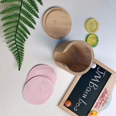 JM Bamboo Box For Makeup Remover Cotton Pads No Plastic