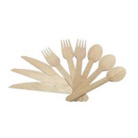 Disposable Bamboo Wooden Cutlery Set Eco Friendly Fun for Party, Camping, Travel and BBQ Large Strong Biodegradable