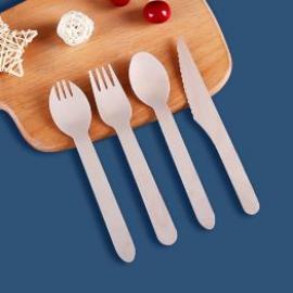 Eco Friendly Disposable Bamboo Wooden Cutlery Set Large Strong Biodegradable Plastic Free