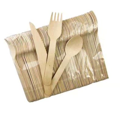 Premium Eco-Friendly Wooden Cutlery Set Forks Knives Spoons Sturdy Biodegradable Disposable Cutlery Set