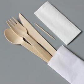 Natural Disposable Wooden Cutlery Set 100% Biodegradable Bamboo Cutlery Set