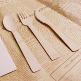 100% Biodegradable Disposable Wooden Cutlery Set Bamboo Cutlery Set BPA Free
