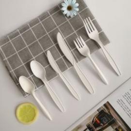 PLA Disposable Eco Friendly Cutlery Set, Forks Knives and Spoons