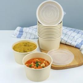 Disposable Bio Soup Container 100% Biodegradable Kraft Soup Cups Eco-Friendly Paper Cup Wholesale Takeout Food Container