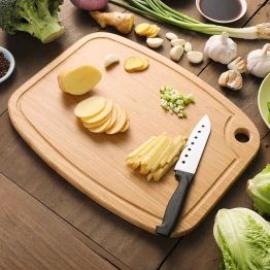 Bamboo Cutting Board Set Organic Wooden Cutting Board For Kitchen Durable & Easy Grip Hanging Handles Easy to Clean 