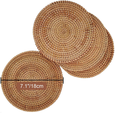 Rattan Coasters Handcrafted Eco-friendly Coffee Cupmat Tea Cup Mat Teapot Vine Placemat 