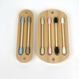 Double Head Silicone Swabs Reusable Cotton Swab Plastic Free Packaging Eco Friendly Bamboo Qtips Sustainable Alternative  